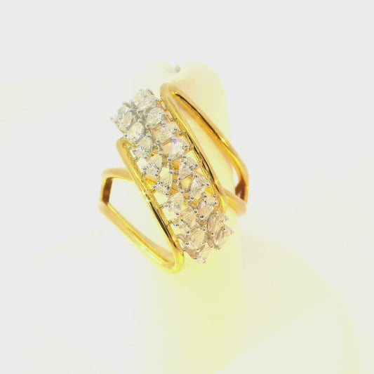 Pear-Shaped Diamond Daimond Studded Ring
