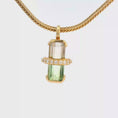 Load and play video in Gallery viewer, Yellow Gold Charm Pendant with Step-Cut Watermelon Tourmaline
