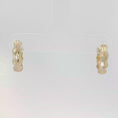 Load and play video in Gallery viewer, Yellow Gold Bamboo Textured Hoop Earrings
