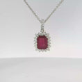 Load and play video in Gallery viewer, White Gold Ruby Halo Pendant
