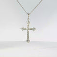 Load and play video in Gallery viewer, Diamond Cross Pendant in White Gold with Fluted Accents
