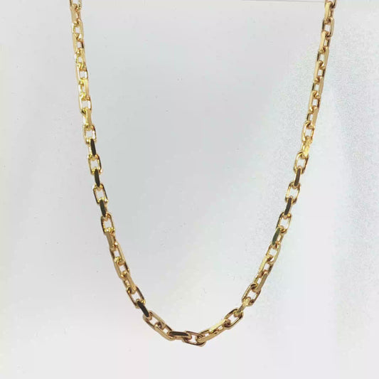 Yellow Gold Elongated Cable Necklace