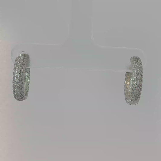 Silver Hoop Earrings with Round Cut CZ