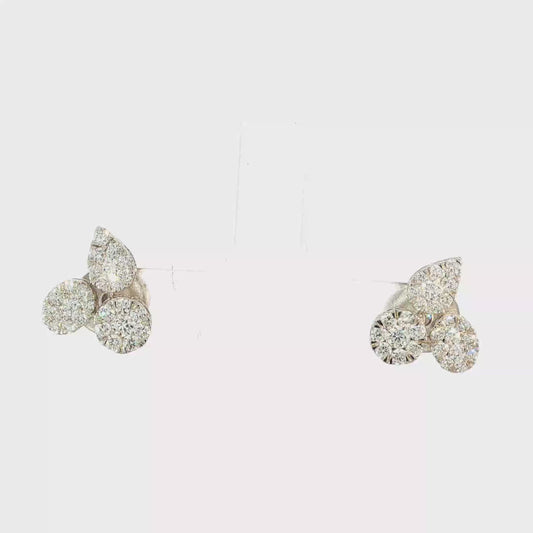 White Gold Stud Earrings with Diamond Cluster Design