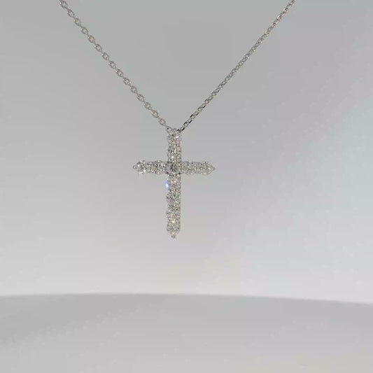 Diamond Cross Pendant Necklace in White Gold