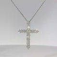 Load and play video in Gallery viewer, Diamond Cross Pendant Necklace in White Gold
