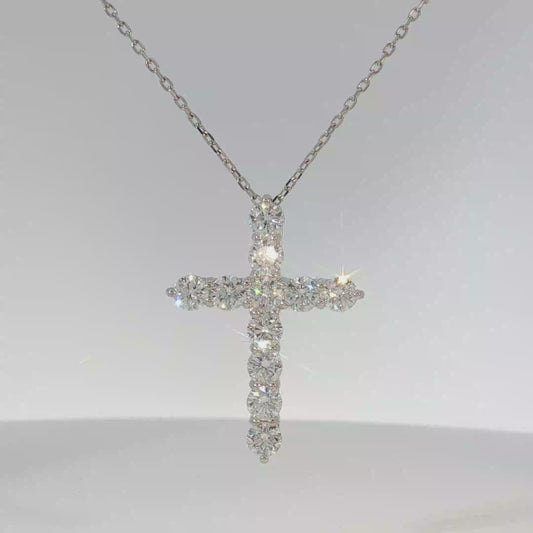 Diamond Cross Pendant Necklace in White Gold