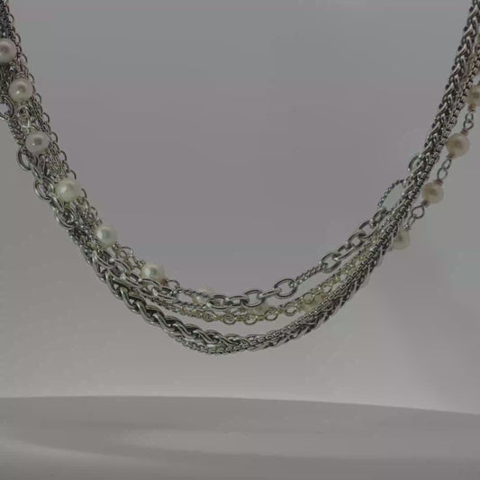 David Yurman Muiltichain Silver & Gold Necklace