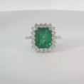 Load and play video in Gallery viewer, Emerald Halo Cocktail Ring in White Gold
