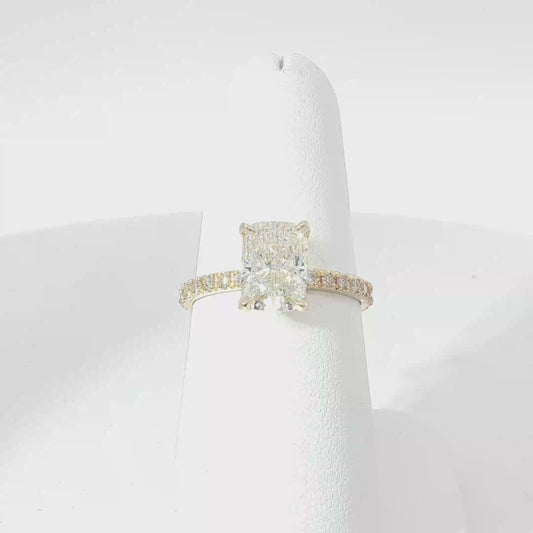 Elongated Cushion Cut Diamond Yellow Gold Engagement Ring