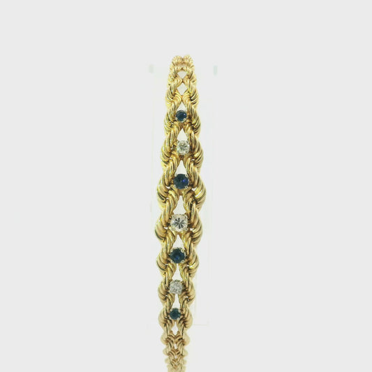 Rope Diamond & Sapphire Bracelet