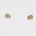 Load and play video in Gallery viewer, Elephant Stud Earrings with Round Brilliant Cut Diamonds
