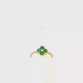 Load and play video in Gallery viewer, Yellow Gold Ring with Clover Emerald Design
