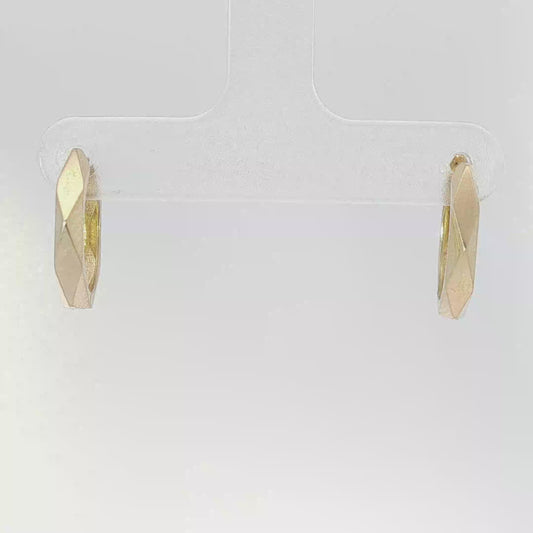 Geometric Faceted Yellow Gold Hoop Earrings