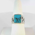Load and play video in Gallery viewer, Artisanal Octagonal Turquoise Cabochon Silver Signet Ring
