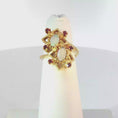 Load and play video in Gallery viewer, Yellow Gold Geometric Cocktail Ring with Dual Opals
