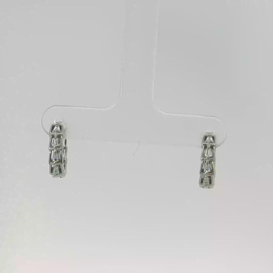 Princess-Cut CZ White Gold Hoop Earrings