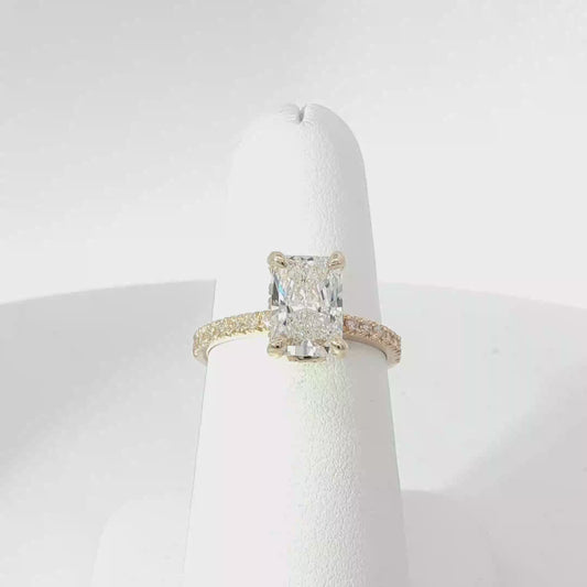 Gold Engagement Ring with Radiant Cut Diamond