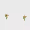 Load and play video in Gallery viewer, Emerald Cactus Stud Earrings in Yellow Gold
