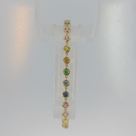 Bezel Set Colorful Sapphire Bracelet