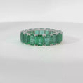 Load and play video in Gallery viewer, Emerald-Cut Emerald Eternity Ring in White Gold
