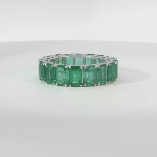 Emerald-Cut Emerald Eternity Ring in White Gold
