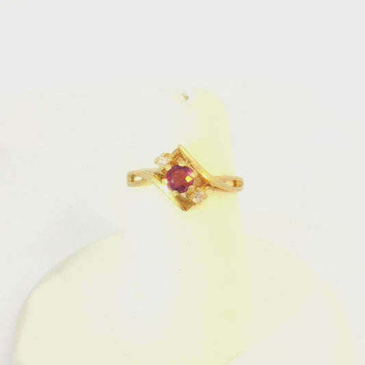 Gold & Diamond Ring with Ruby