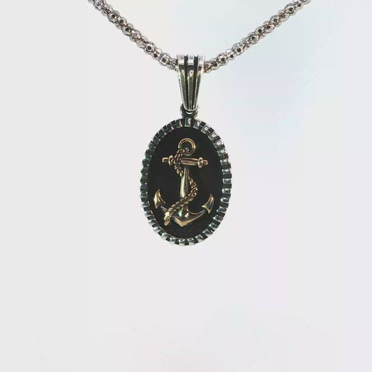 Silver Charm with Yellow(Plated) Gold Anchor Pendant
