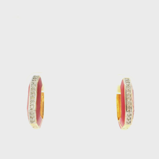 Red Enamel & Diamond Earrings